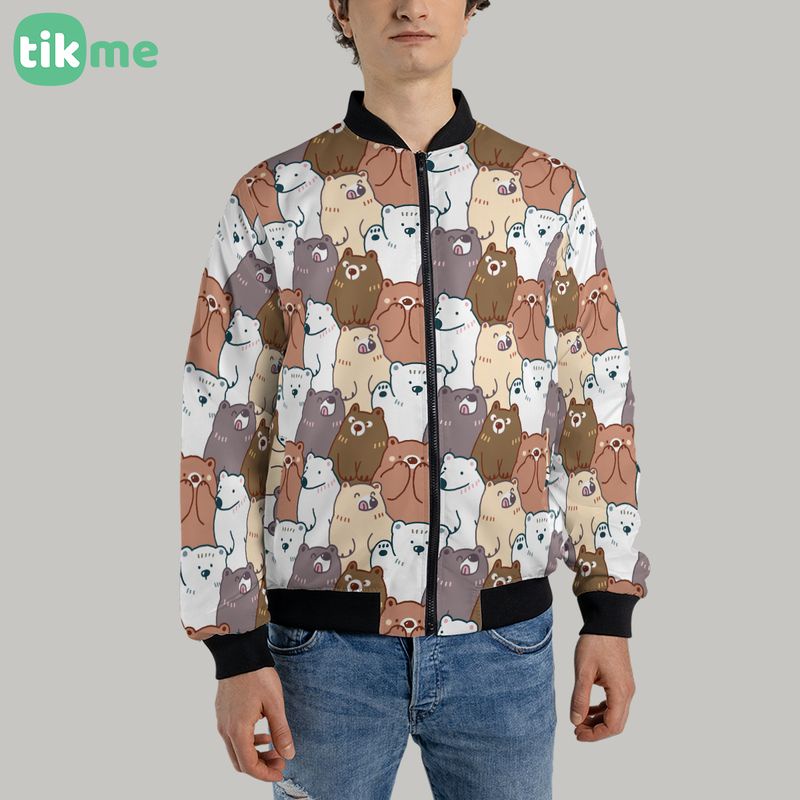 Áo khoác gió bomber form rộng teddy bear cute đủ size in 3D