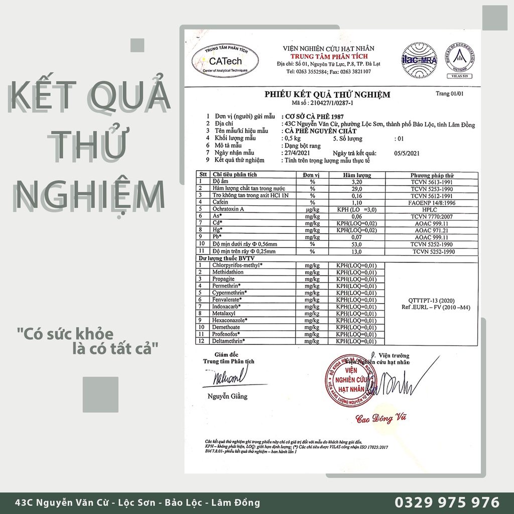 Cà phê nguyên chất 1987 - Robusta.