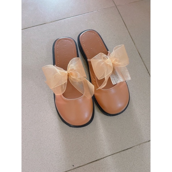 Giày bệt nữ lorita nơ dễ thương da mềm