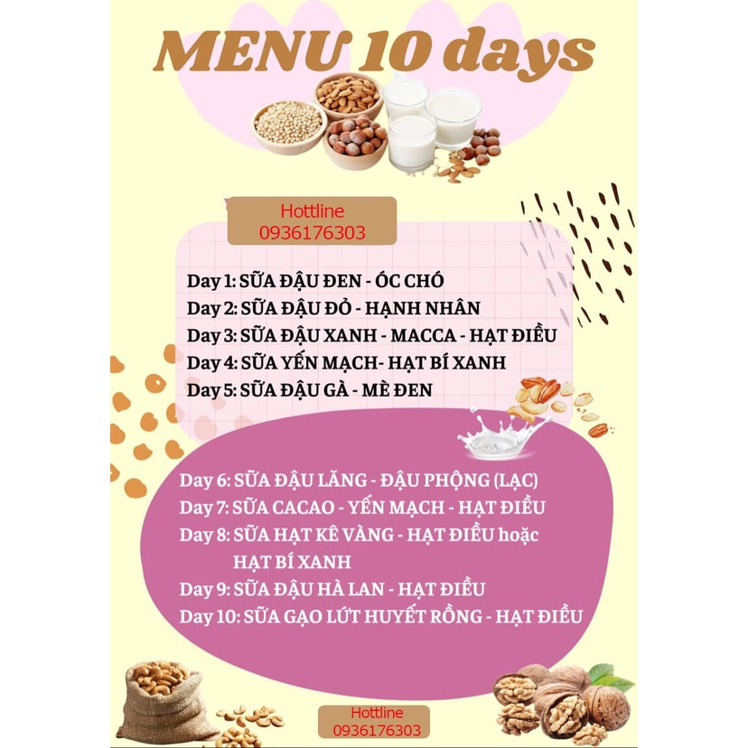 Set  Hạt dinh dưỡng làm sữa hạt dành cho máy mini Lazychef, UNie Mini UMB08, UMB06