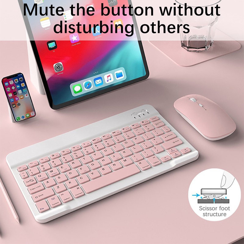 Bộ Bàn Phím Và Chuột Bluetooth Không Dây 10 Inch Cho Ipad / Laptop / Samsung Xiaomi