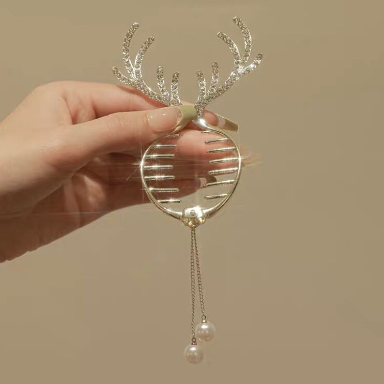 Kẹp Tóc Kim Loại Đính Đá Và Ngọc Trai Nhân Tạo Thời Trang