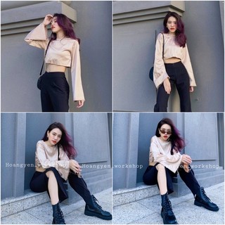 Victoria Blouse - áo lụa satin ngắn tay loe