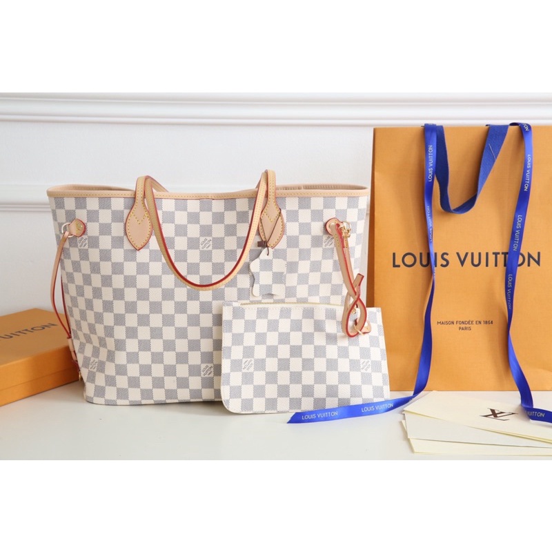 Túi Xách LV Neverfull Hoa Nâu/Ô Trắng, Nâu Size 33  -  By Anh Dinh Phuong