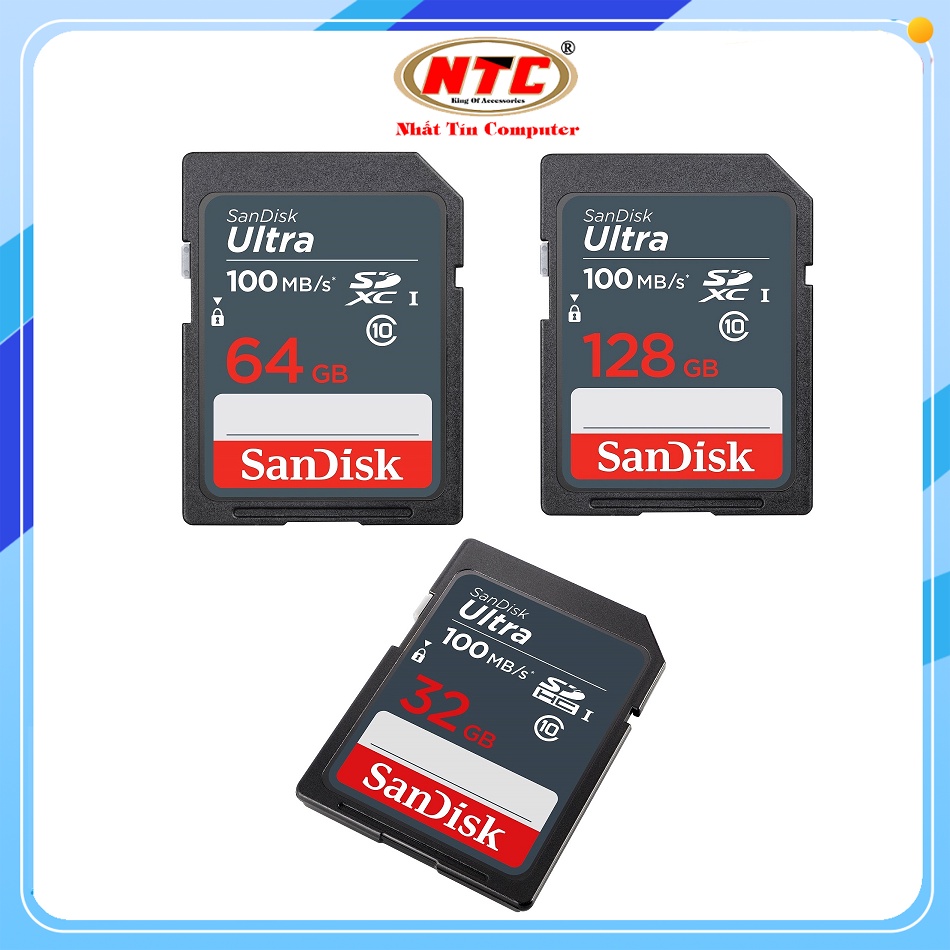 Thẻ nhớ Máy Ảnh SDXC SanDisk Ultra 128GB / 64GB / 32GB tốc độ 100MB/s  - Nhất Tín Computer
