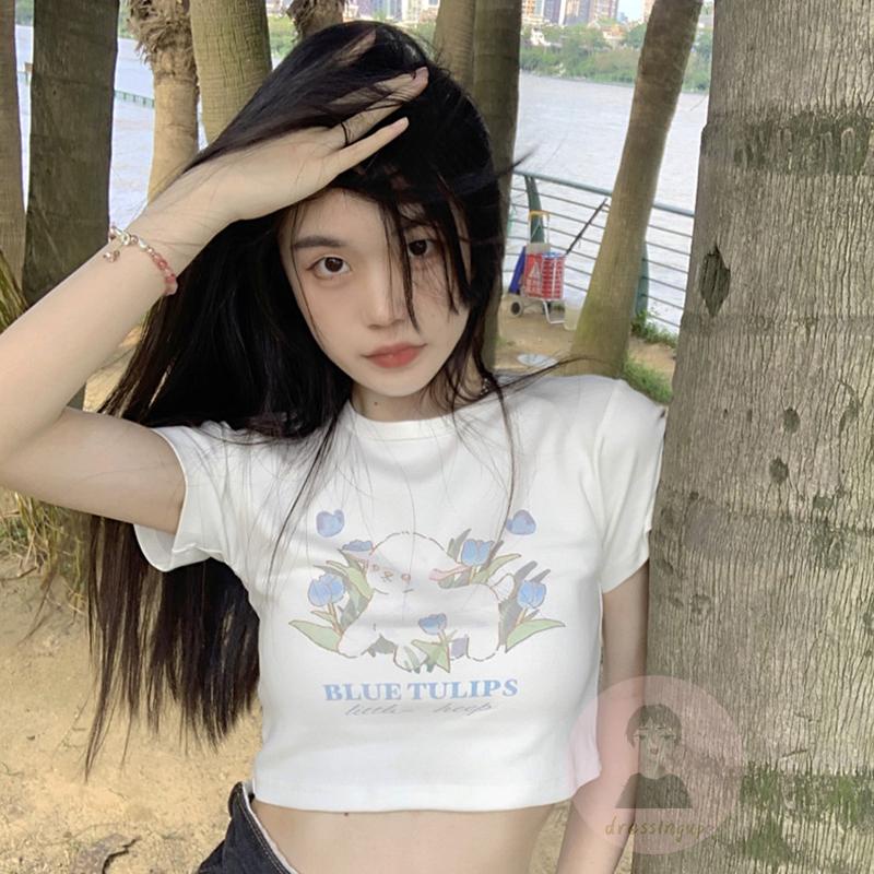 Áo Thun Ngắn Tay In Hình Động Vật Cá Tính Cho Nữ