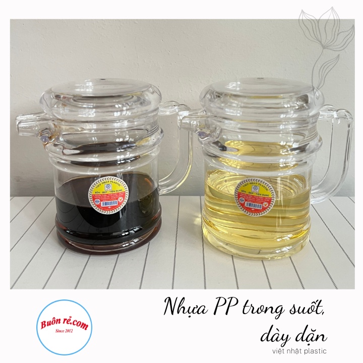 Lọ đựng gia vị lỏng nước mắm, dầu, giấm ăn, có vòi rót, quai cầm tiện lợi nhựa Việt Nhật  - 01636