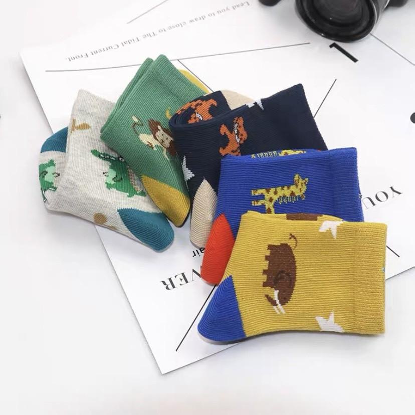 PVN54837 Set 10 đôi tất hình con vật ngộ nghĩnh cao cổ cho bé chất đẹp