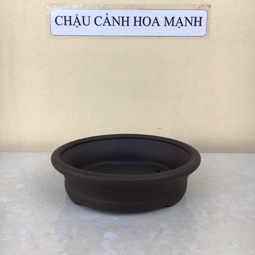 Chậu tròn bonsai sen đá mini màu đen gốm Bát Tràng 1 size SP511
