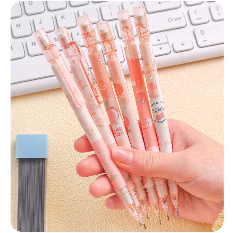 Bút chì ngòi kim 2B  trái đào dễ thương cute dành cho mọi lứa tuổi