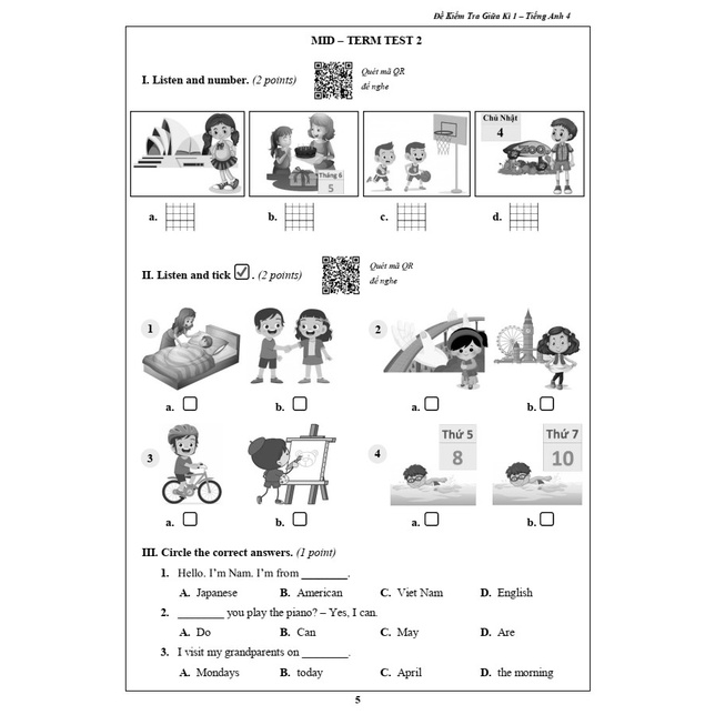 Sách - Đề Kiểm Tra Tiếng Anh 4 - Tập 1 (1 cuốn)