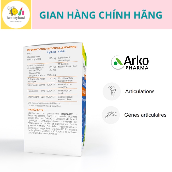 Bổ xương khớp Arkopharma Chondro-Aid fort hộp 120v nội địa Pháp mẫu mới