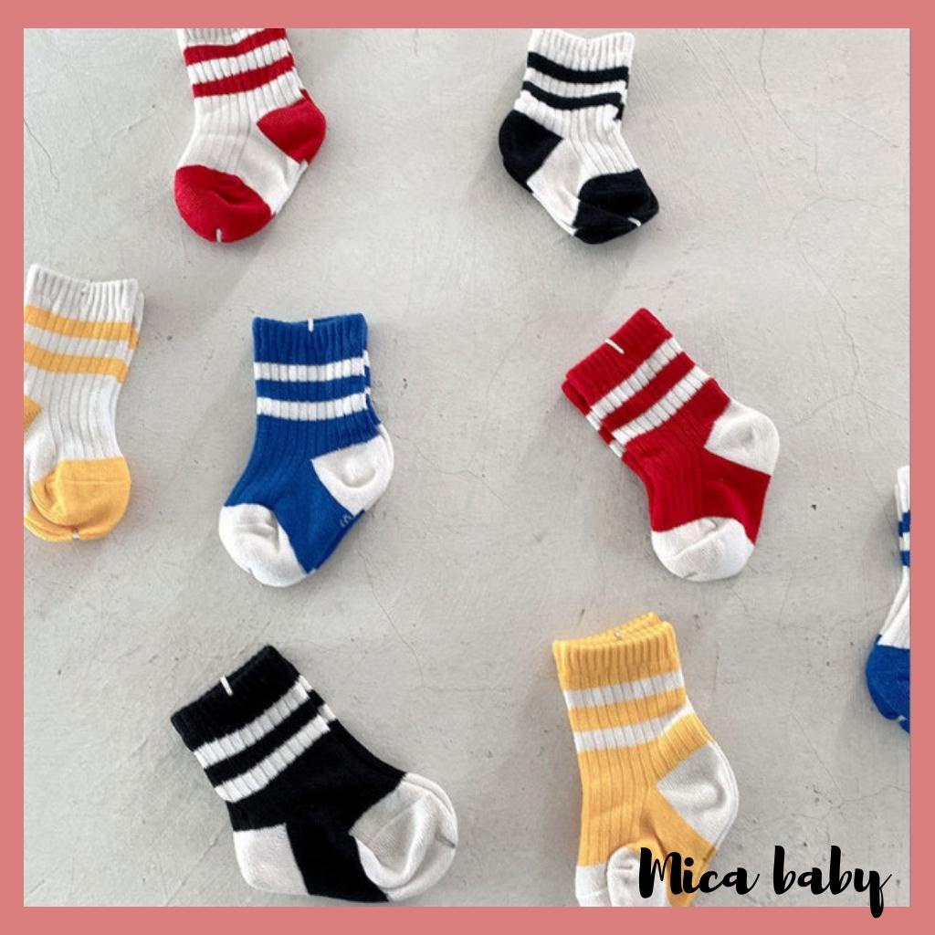 Tất vớ cao cổ cho bé kiểu dáng kẻ ngang đáng yêu cho bé T33 Mica baby