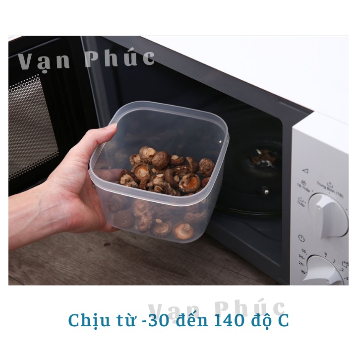 Bộ 3 hộp thực phẩm chữ nhật 750-1500-2500 Inochi, chịu nhiệt 140 độ C, sử dụng an toàn trong lò vi sóng