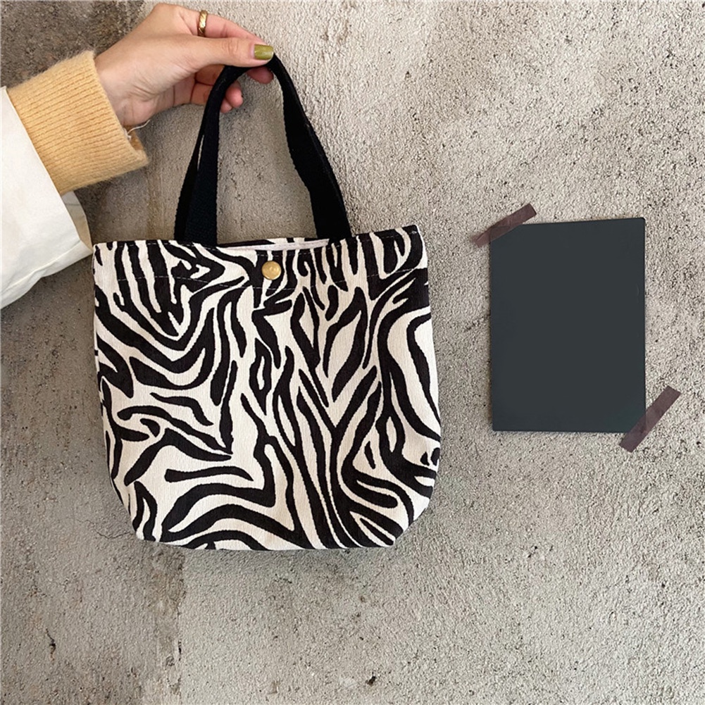 Túi tote vải corduroy in họa tiết chú gấu xinh xắn cho nữ