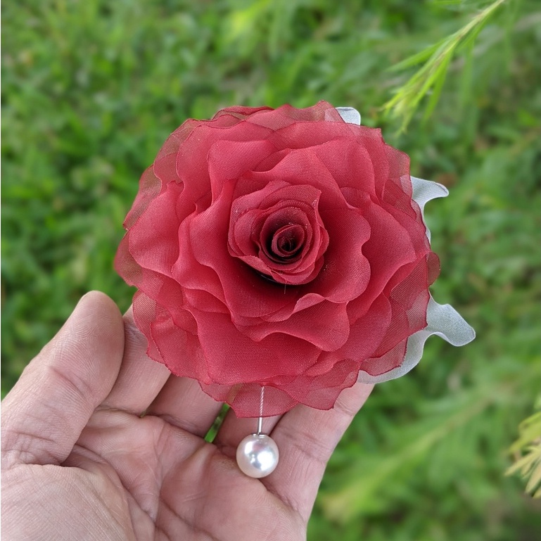 Hoa cài áo váy handmade vải voan cao cấp