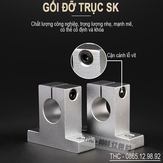 Bộ thanh ray trượt tròn phi 12mm (1 thanh SC12 dài 1 mét + 2 con trượt SCS12UU + 2 gối đỡ SK12)