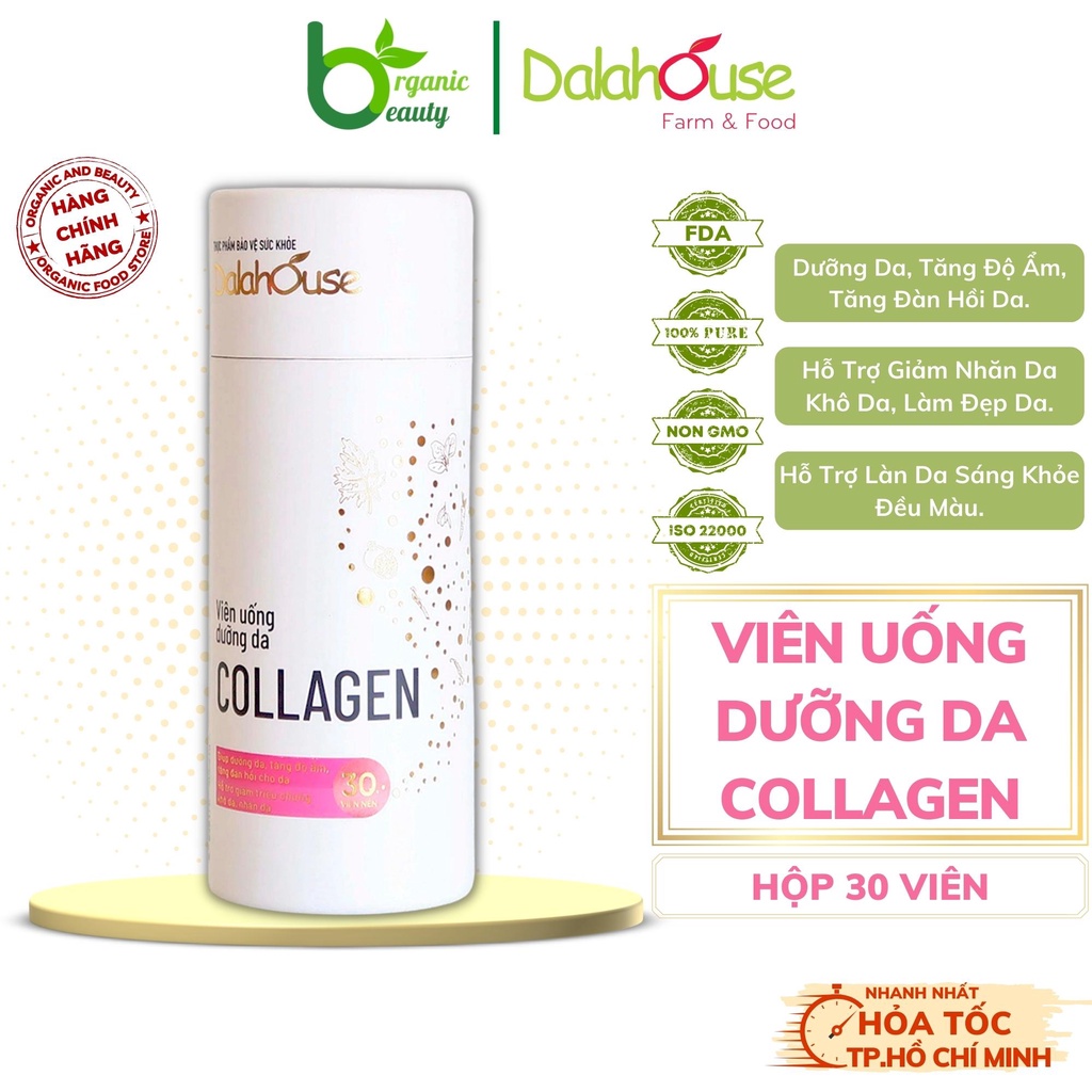 Viên Rau Thảo Mộc Dưỡng Da Collagen Dalahouse Hỗ Trợ Dưỡng Da - Giảm Khô,Nhăn - Giúp Đẹp Da Hộp 30 Viên