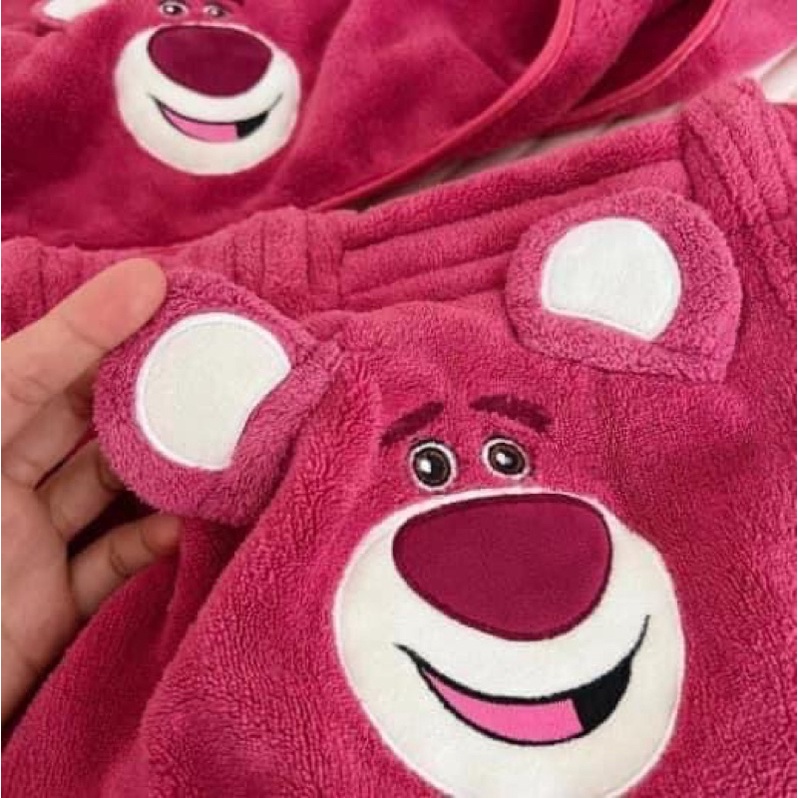 SET Khăn Tắm Kèm Mũ Chùm Đầu Hình Gấu lotso Siêu Yêu🍀FREESHIP🍀Khăn Tắm Gấu Hồng | BigBuy360 - bigbuy360.vn