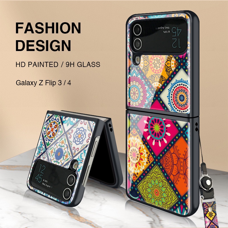 Vỏ Bao Da Điện Thoại Kiểu Dân Tộc Cho samsung galaxy z flip 4 flip3 5g