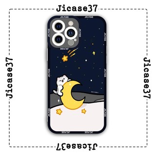 Ốp lưng iphone và samsung xiaomi oppo cạnh vuông Jicase Chú mèo và mặt trăng 