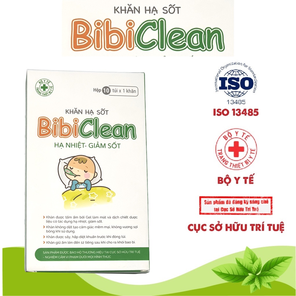 Khăn Lau Hạ Sốt Bibiclean . Hạ nhiệt, giảm sốt thành phần tự nhiên an toàn cho bé - Loki
