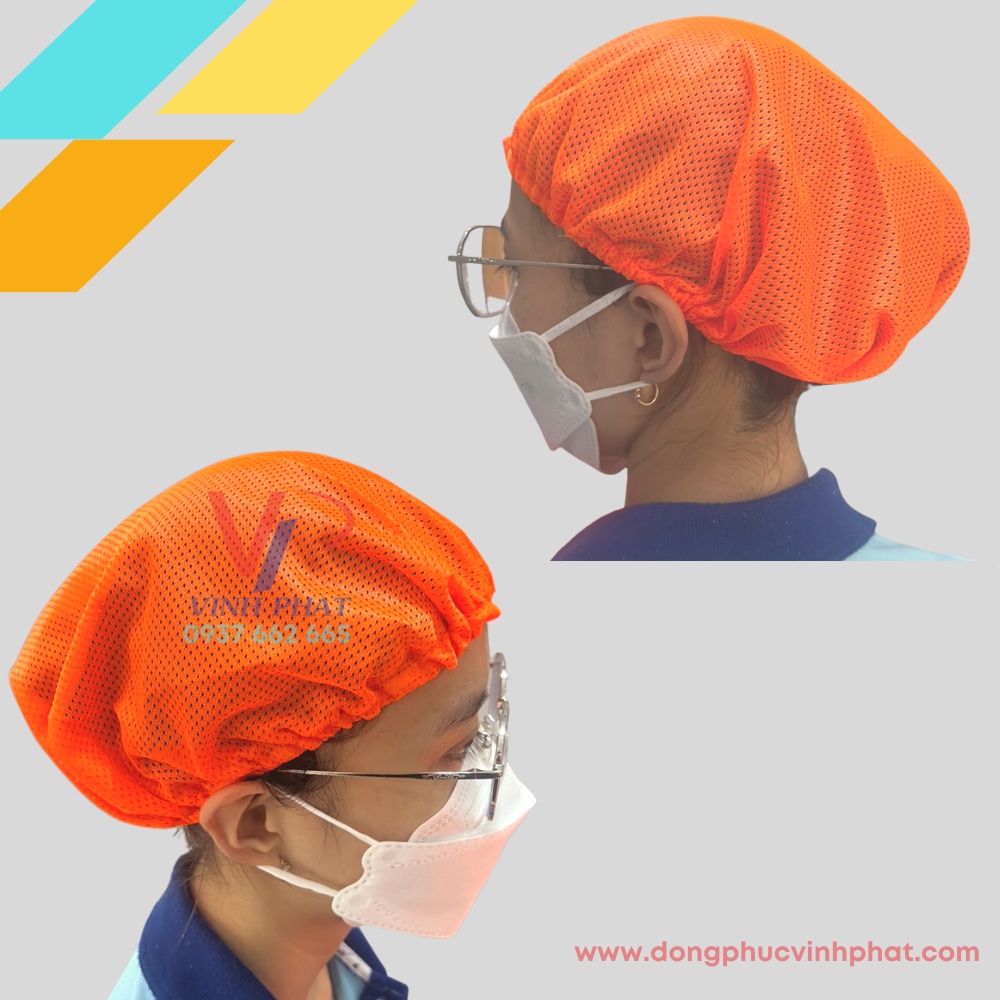 Nón lưới trùm tóc công nhân - lưới bọc tóc màu cam nổi bật, gọn nhẹ, tiện lợi và đảm bảo an toàn