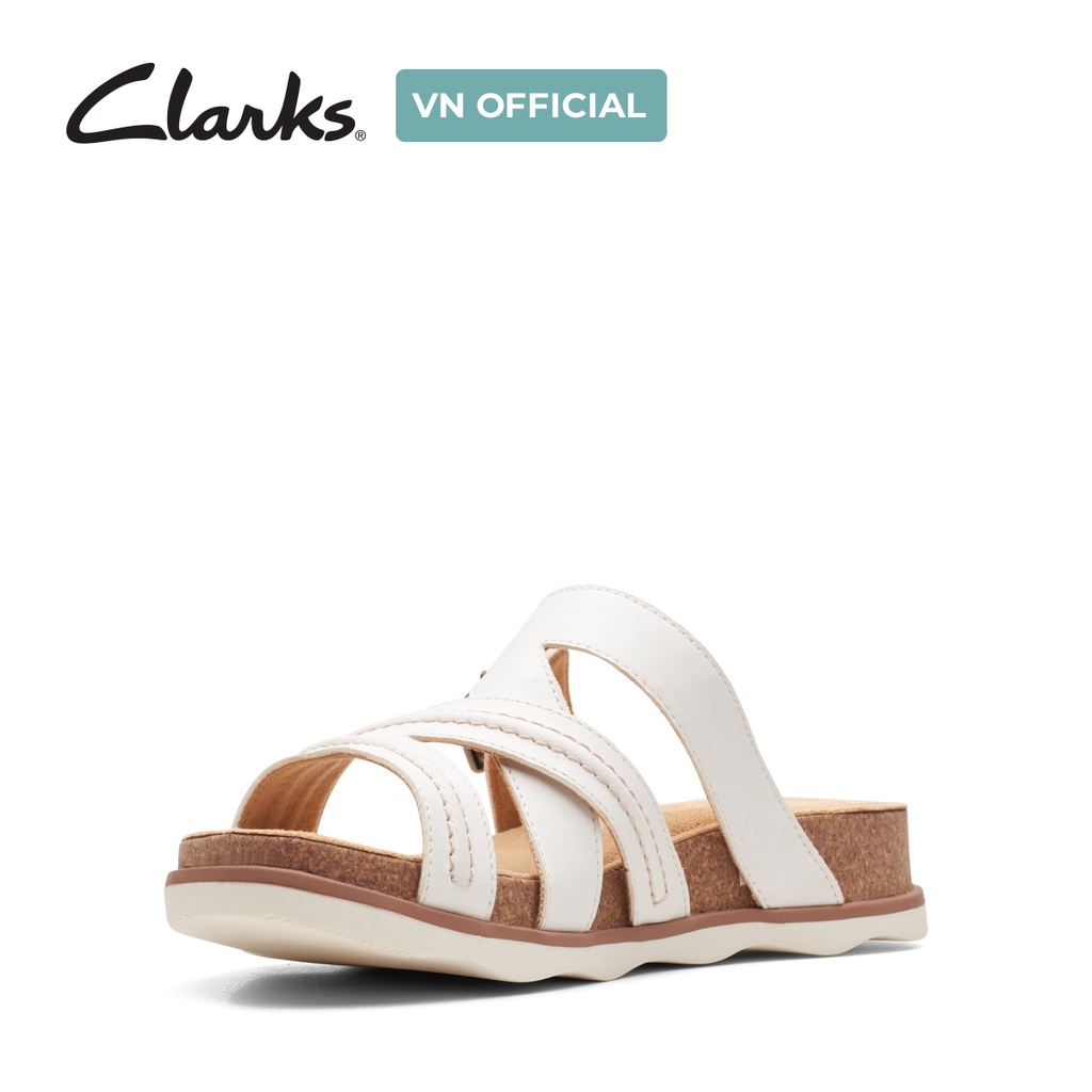 Dép Xỏ Ngón Da Nữ Clarks Brynn Hope màu Trắng