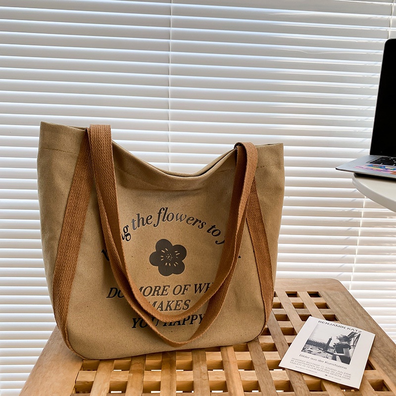 Túi xách YADOU bằng vải canvas cỡ lớn phối màu sắc tương phản phong cách thời trang dành cho học sinh