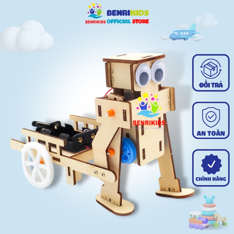  STEM - Robot Kéo Xe Tự Động Đồ Chơi Gỗ Thông Minh Benrikids Cho Học Sinh Mầm Non Tiểu Học