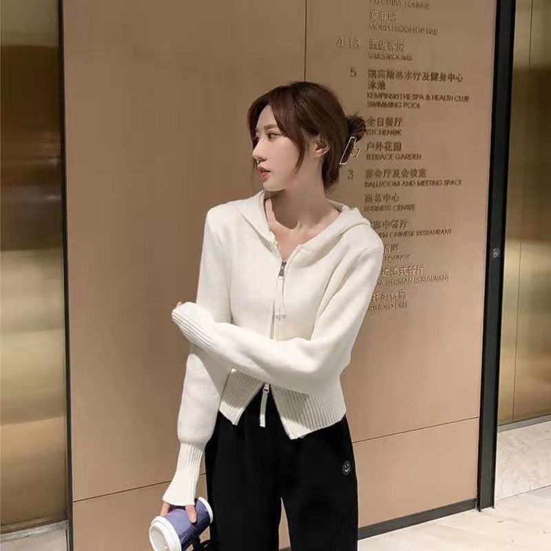 Áo len nữ thu đông, Áo cadigan mũ kiểu khóa 2 chiều cá tính dễ mặc dễ phối đồ hàng Quảng Châu | BigBuy360 - bigbuy360.vn