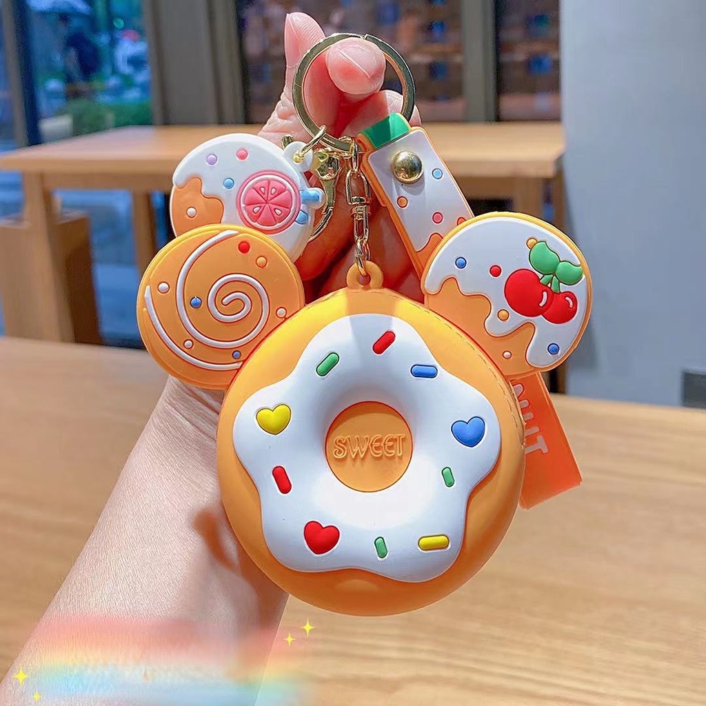 Hoạt Hình Túi Đựng Tiền Xu / Tai Nghe Hình Bánh donut Bằng silicone