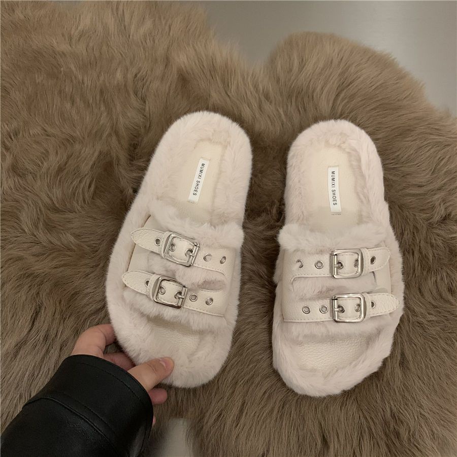 Dép Cotton Phối Lông Thời Trang Thu Đông Dành Cho Nữ