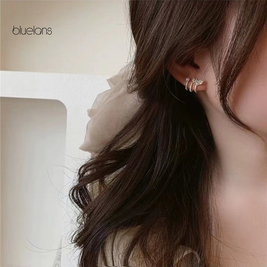 1 Cặp Khuyên Kẹp Vành Tai Đính Đá Zirconia Lấp Lánh Thời Trang