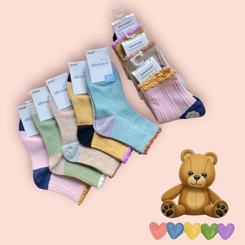 Set 5 đôi tất cotton cho bé cổ cao Softie,ngắn bé trai,bé gái sợi bông mềm mại thoáng khi khử mùi