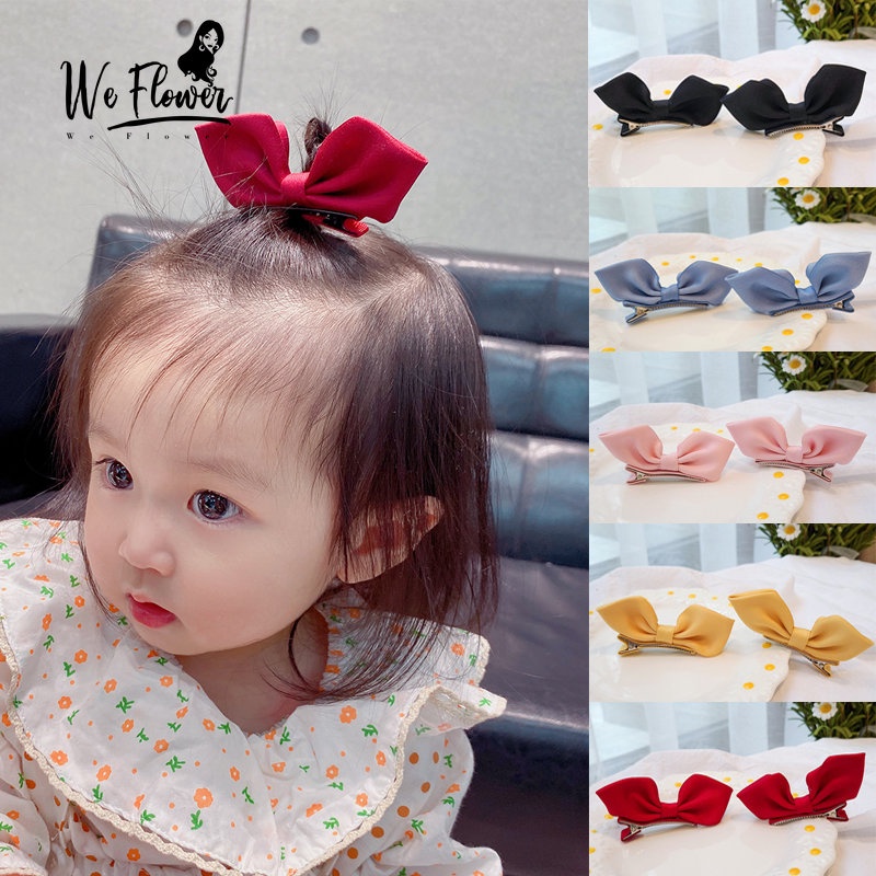 We Flower 1 Cặp Kẹp Tóc Nơ 3D Bằng Lụa Xinh Xắn Thời Trang Cho Bé Gái