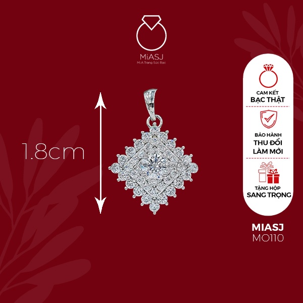 Mặt dây chuyền nữ Bạc Ý S925 MiASJ nhiều kiểu dáng kích thước đính đá Cz sáng đẹp cao cấp M4