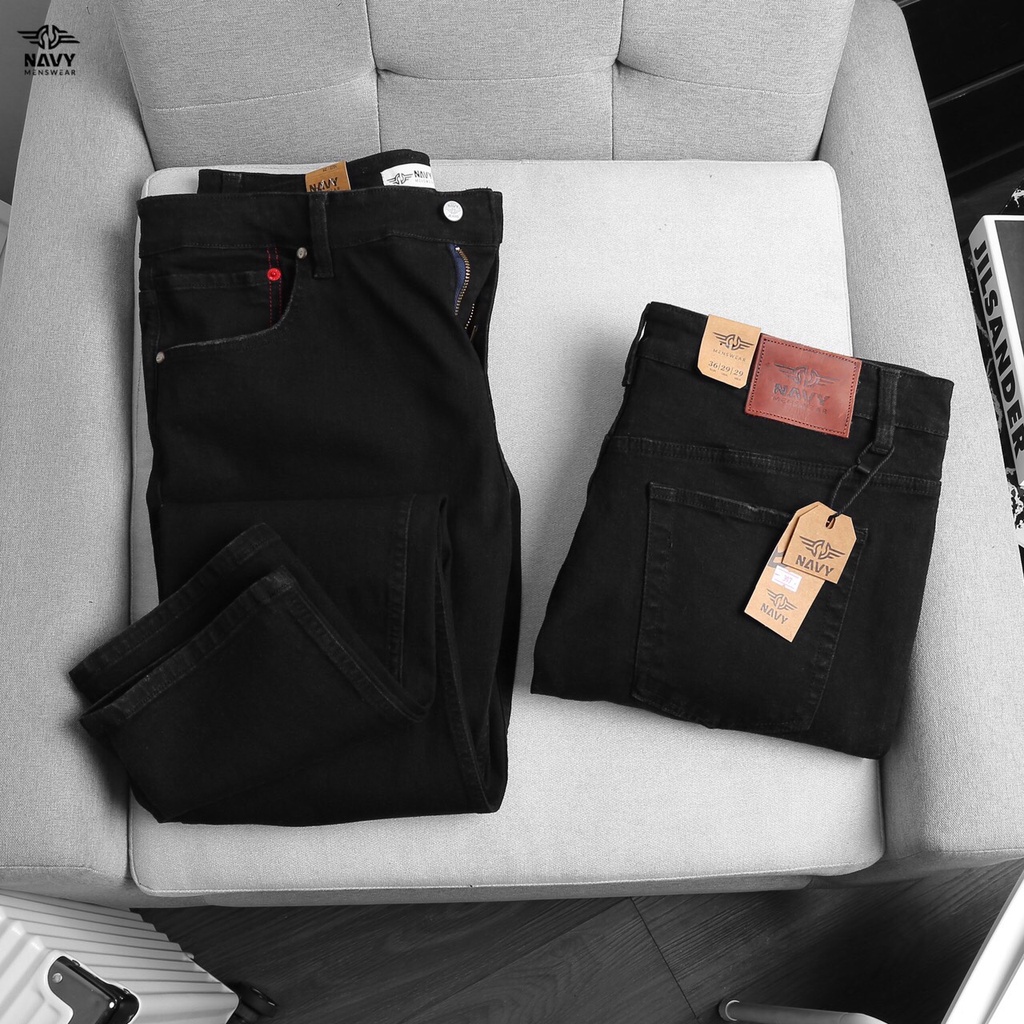 BIGSIZE NAM 80-140KG QUẦN JEAN ĐEN TRƠN NÚT ĐỎ 2BIG NAVY STAR