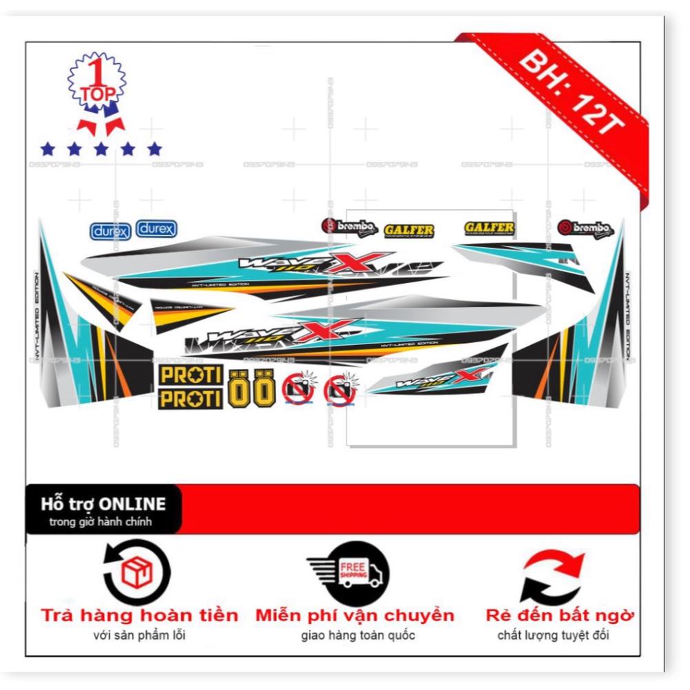 FREE SHIP + SALE SỐC +DECAL PVC 5 LỚP CHẤT LƯỢNG CAO Tem rời wave X 2017 trắng