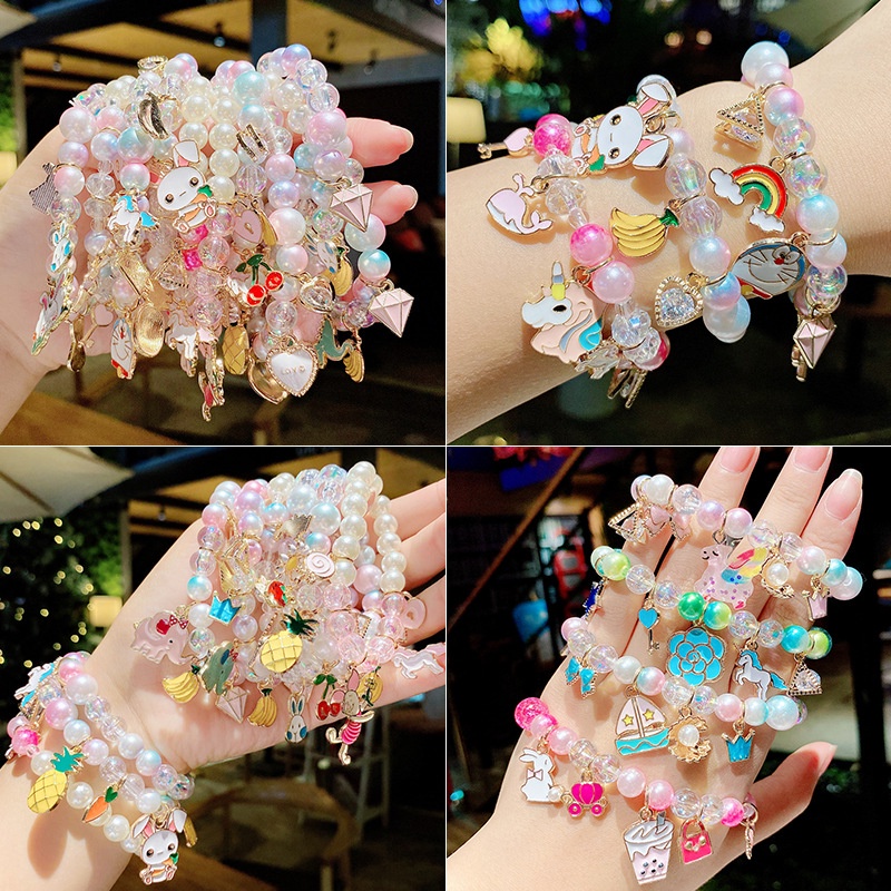 Vòng Tay Chuỗi Hạt Pha Lê Dễ Thương Cho Bé Gái