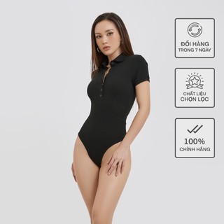 Áo Ngắn Tay Cổ Sen Bodysuit Nữ BUSY Tăm Tre Bamboo Co Giãn Ôm Sát NT9B