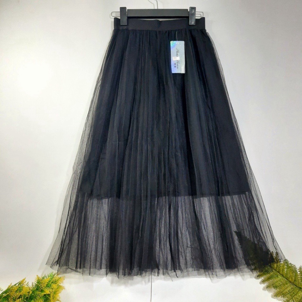 Chân váy voan lưới dài công chúa 3 lớp cạp chun siêu co giãn, Chân váy dài công chúa