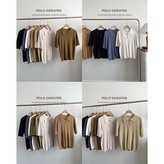 6825 ÁO LEN CỔ POLO 3 CÚC SỌC DỌC
