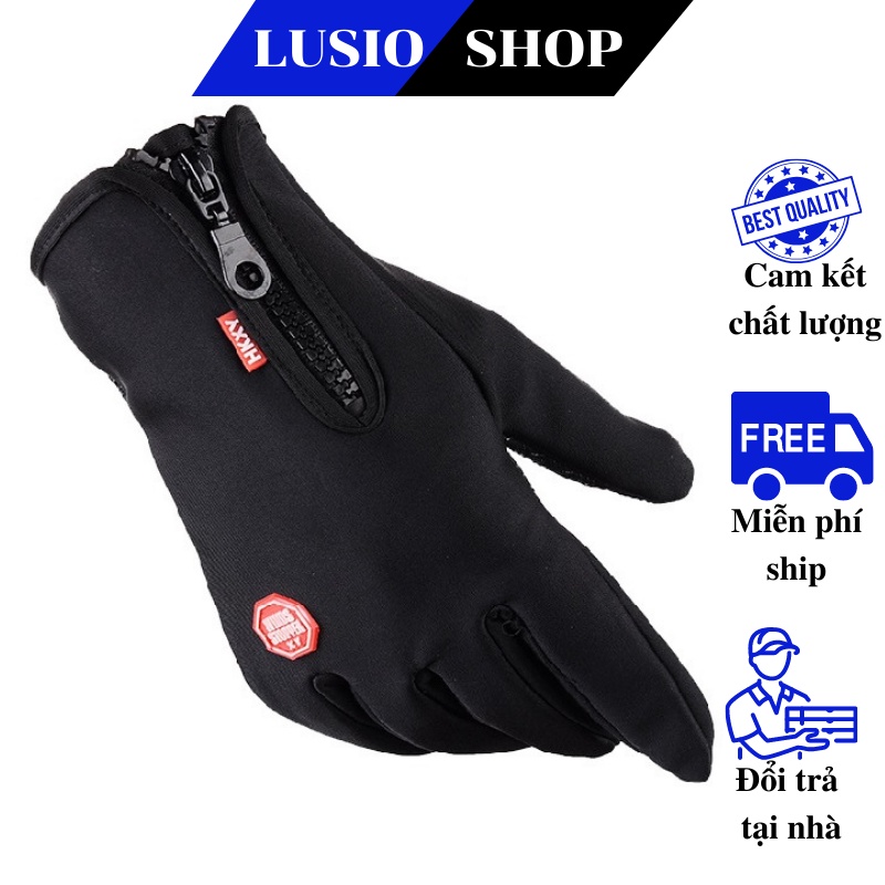 Găng tay full ngón mùa đông chống nước, cảm ứng điện thoại đi xe máy cho nam nữ