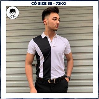 Áo Polo nam cổ bẻ, áo thun nam hoạ tiết LV đen trắng form ôm dáng chất vải thun lạnh cotton mát mẻ