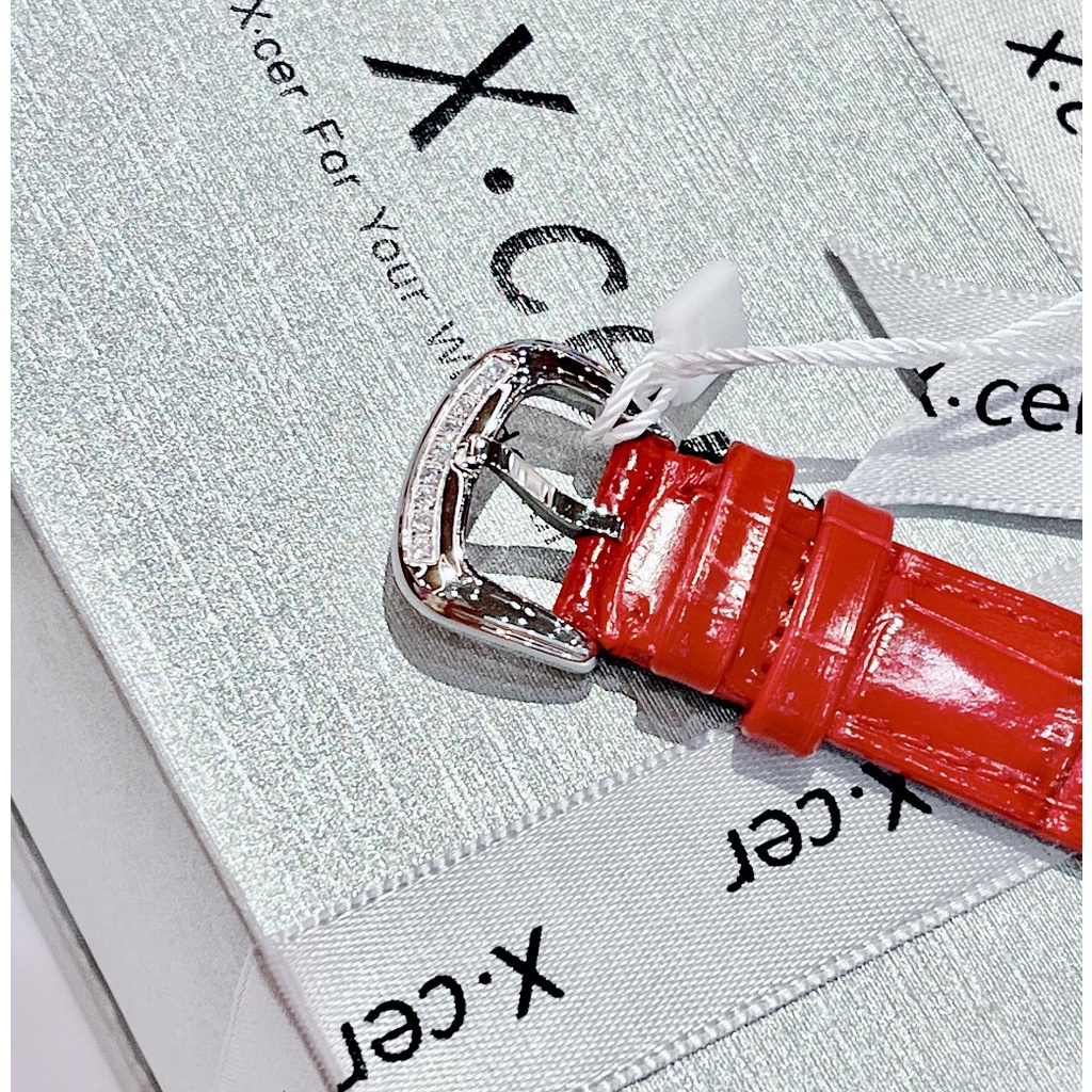 Đồng Hồ Nữ X-cer B0630 Dây Da Đỏ Silver 36mm