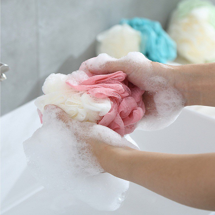 Bông Tắm Tròn Cao Cấp 2 Màu - Tạo Bọt Siêu Mềm - Kì Cọ Gét Tẩy Da Chết