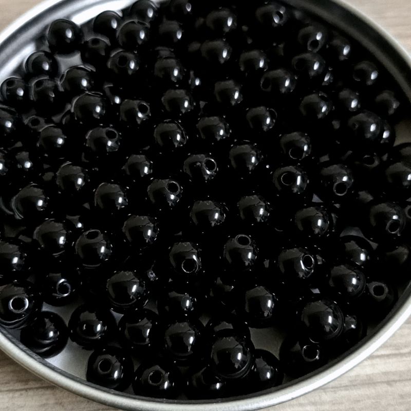 Bịch 100g - 500g hạt bi nhựa đen 8mm bóng đẹp loại tốt.