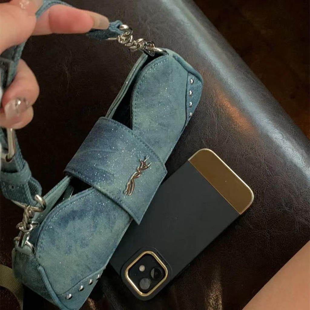 1 Túi Xách Baguette Thiết Kế Màu Tie-Dye Chính Hãng Niche Và Lấp Lánh Thiết Kế Có Thể Tháo Rời Và Tháo Rời