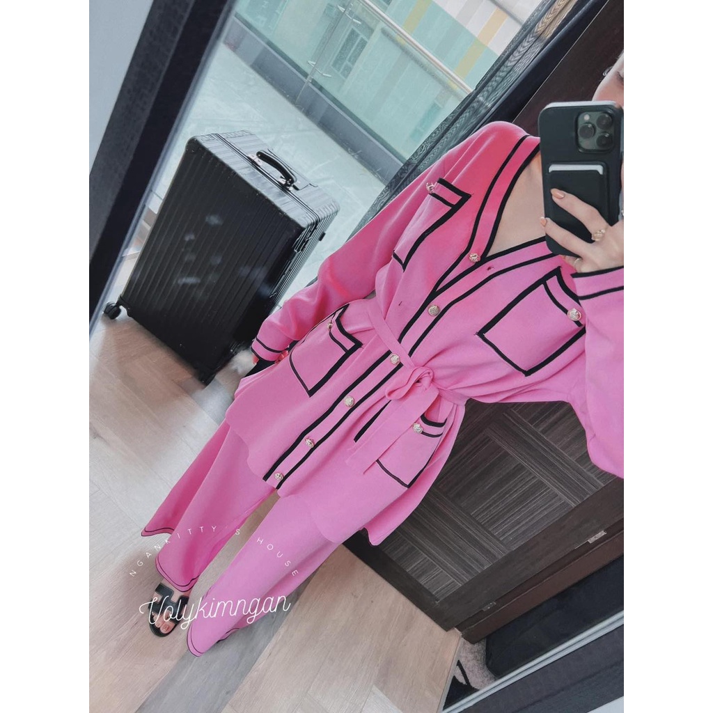 Set len túi hộp viền hồng